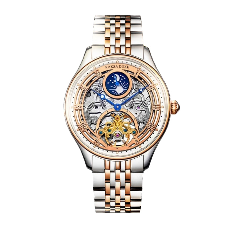 Luxury watch with intricate design on a dark background