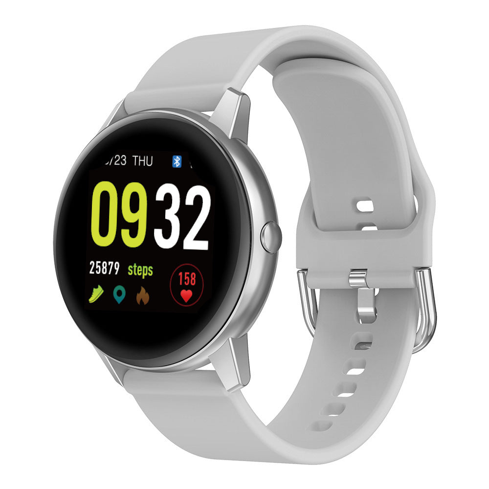 Smartwatch with a white band on a white background