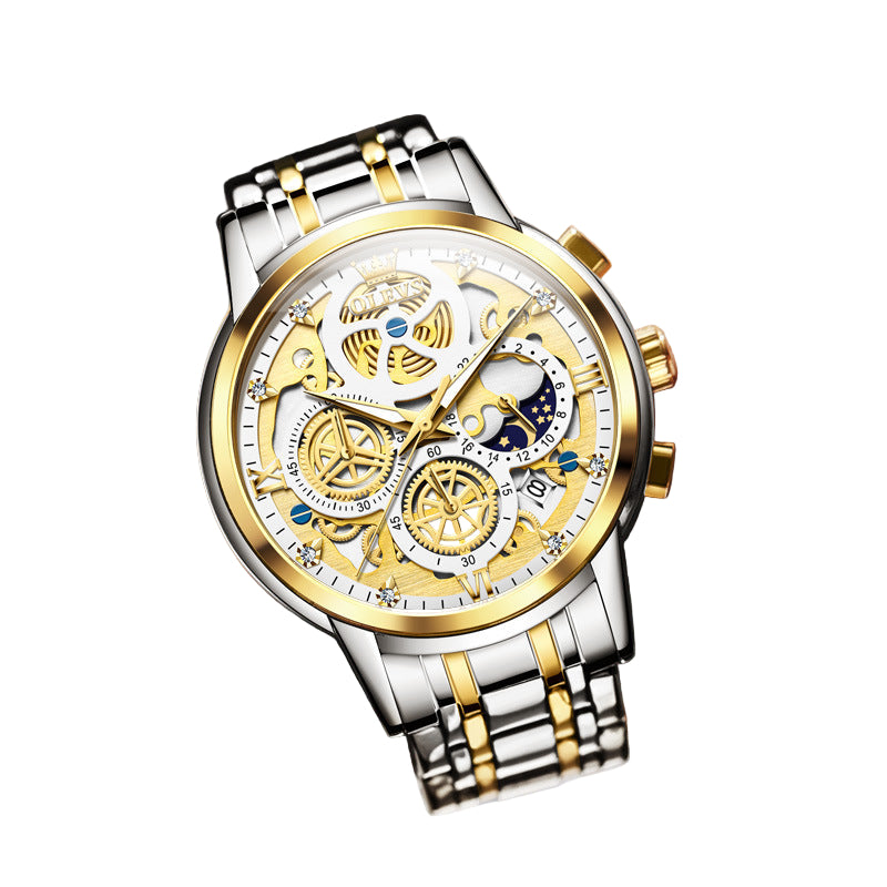 Oulishi Brand Watch Hollow Watch Plate Single Calendar Quartz Watch Men Watch