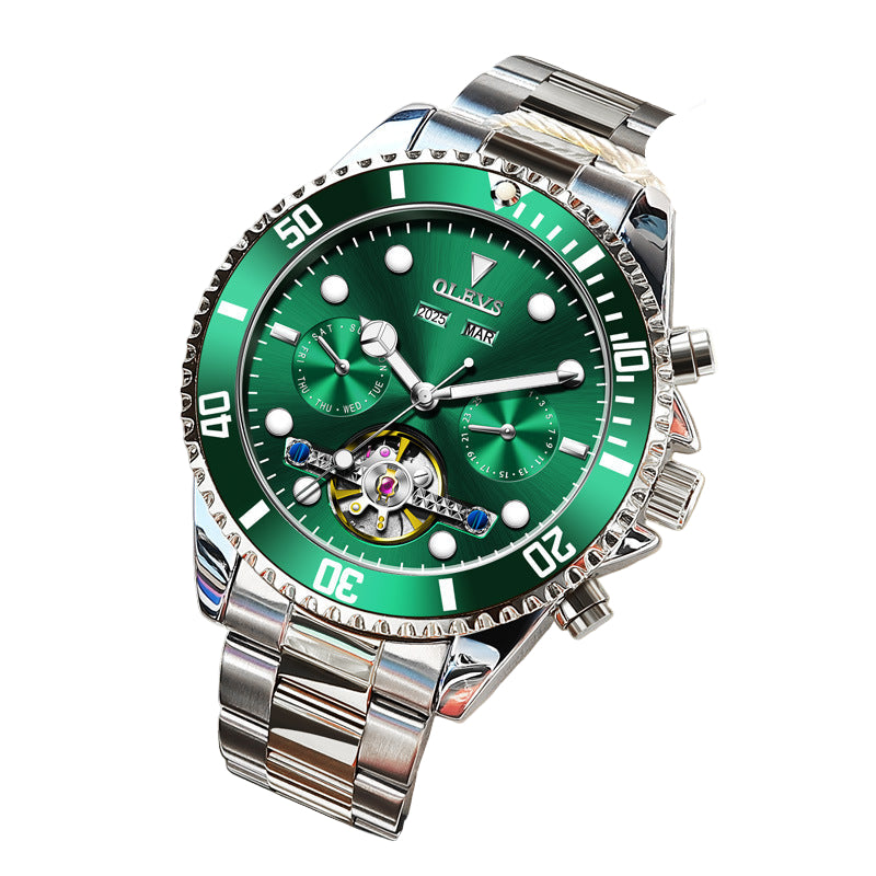 Oris Brand Watch Multifunctional Mechanical Watch Green Waterproof Ghost Hollowed Out Men's Watch Men's Watch