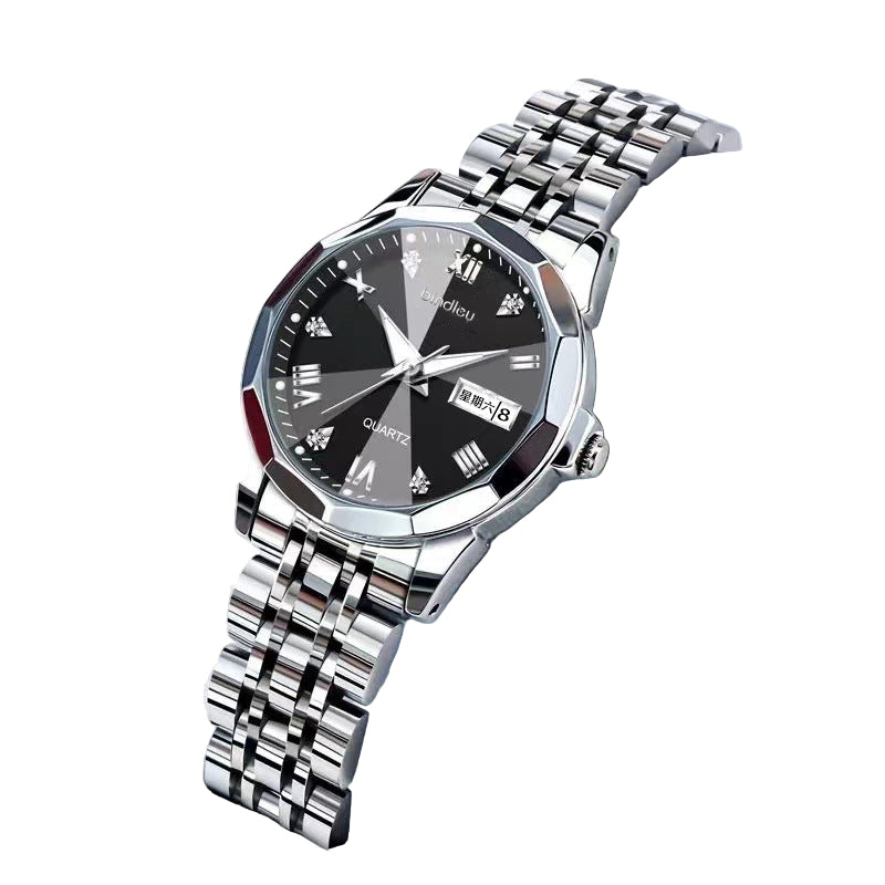 Ladies Watch Women's Tremolo Hot Fashion Double Calendar Steel Belt Waterproof Automatic Movement Quartz Watch