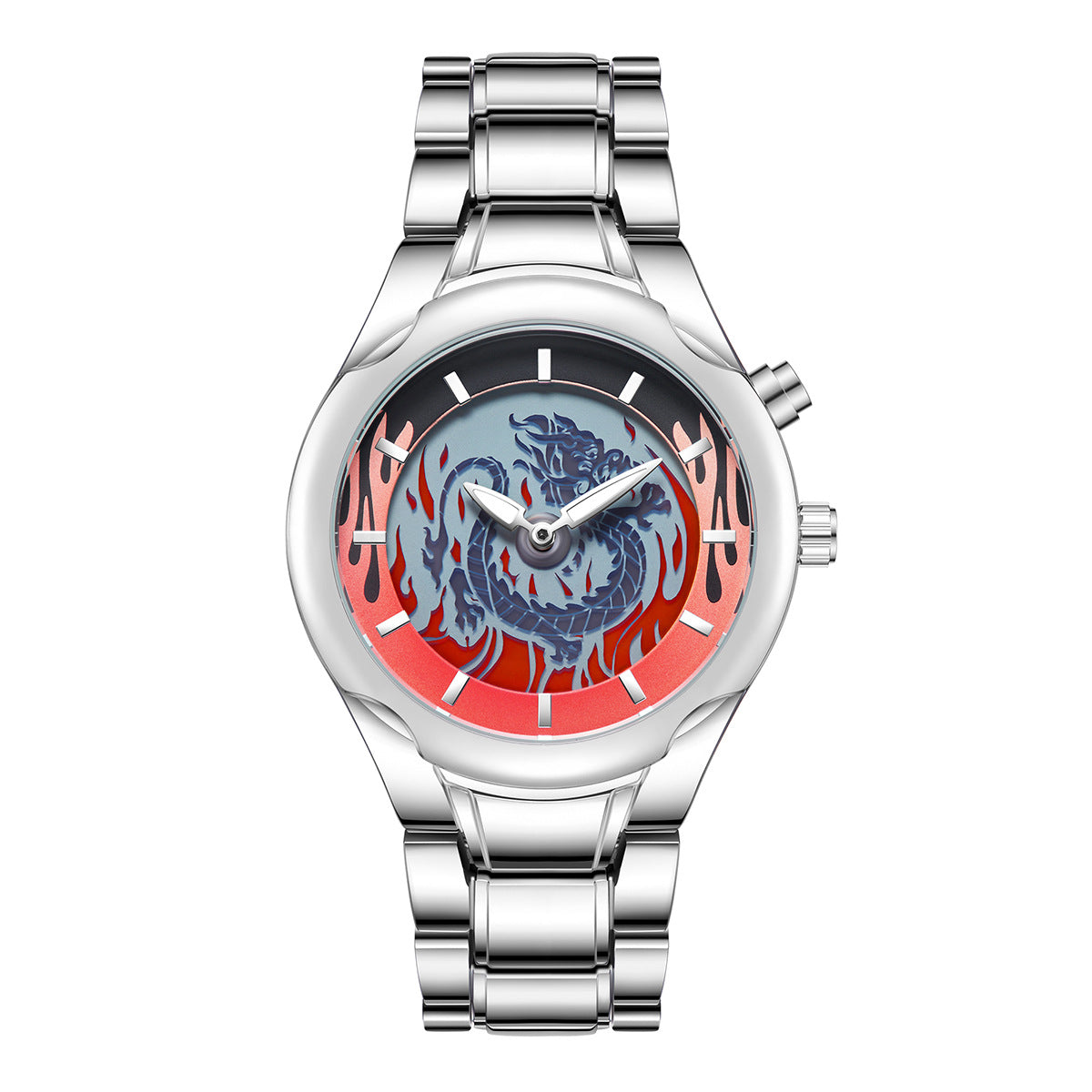 Creative Personality Retro Dragon-shaped Dynamic Dual-display Watch Men Fashion Original Niche High-end Waterproof Watch