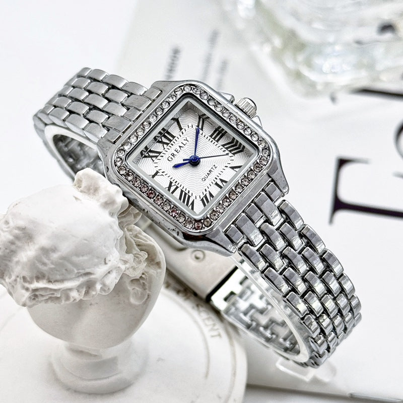 GREALY Manufacturers Hot Classic Retro Square Waterproof Ladies Diamond Watch Cross-border Explosion Quartz Watch Wholesale