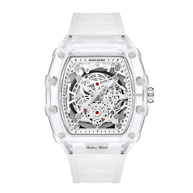 Foreign Trade Cross-Border Watch Personalized Barrel-Shaped Quartz Watch Fashionable Transparent Men's Watch Waterproof Watch