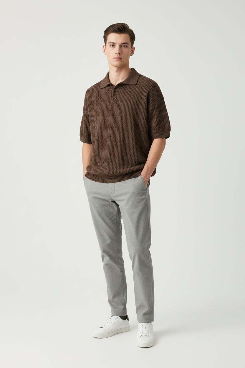 The Heritage Ribbed Knit Polo – Forest Green