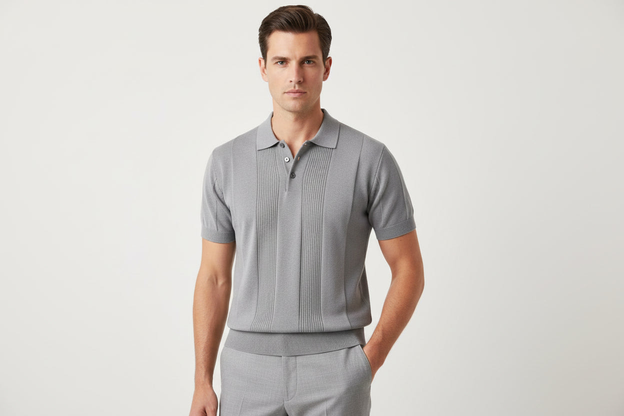 Textured Knit Henley T-Shirt – Tailored Fit