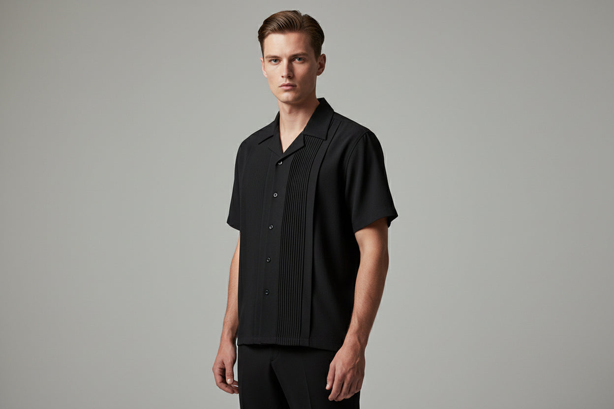 Men’s Ivory Plissé Textured Resort Shirt