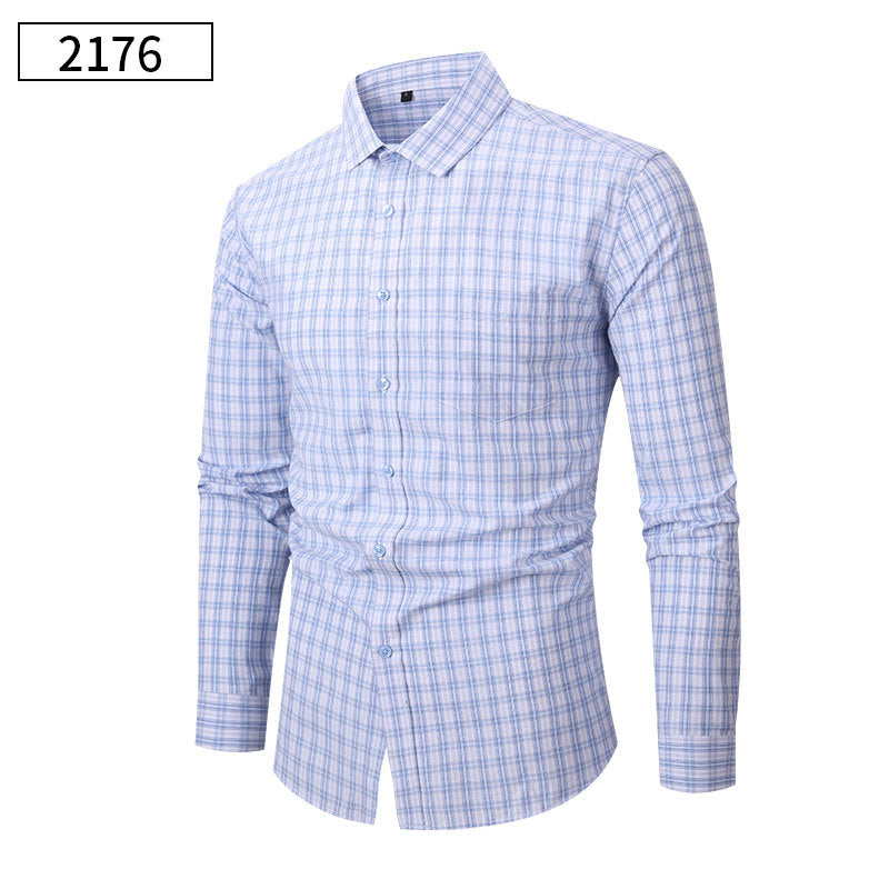 Men’s Blue Gingham Check Cotton Button-Down Shirt