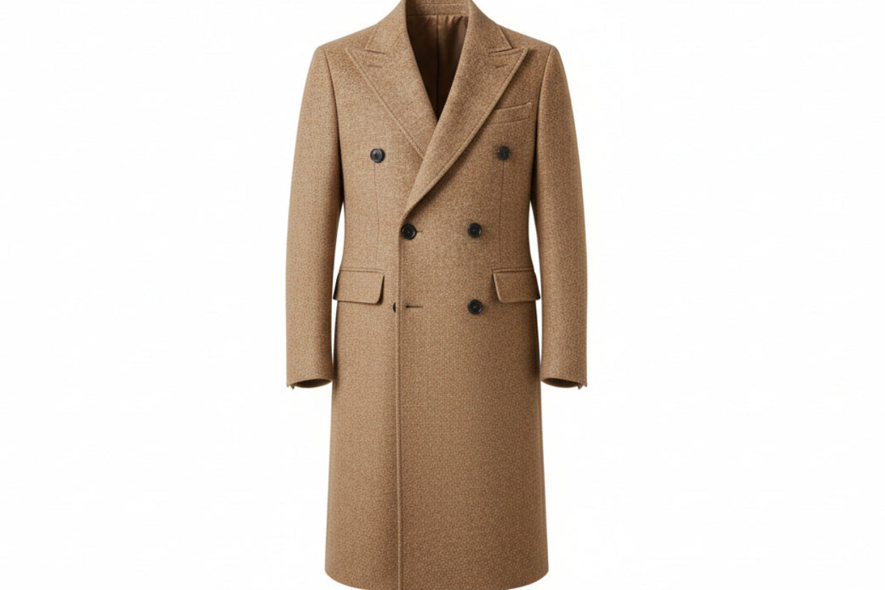 Men’s Double-Breasted Wool Overcoat – Tailored Winter Classic