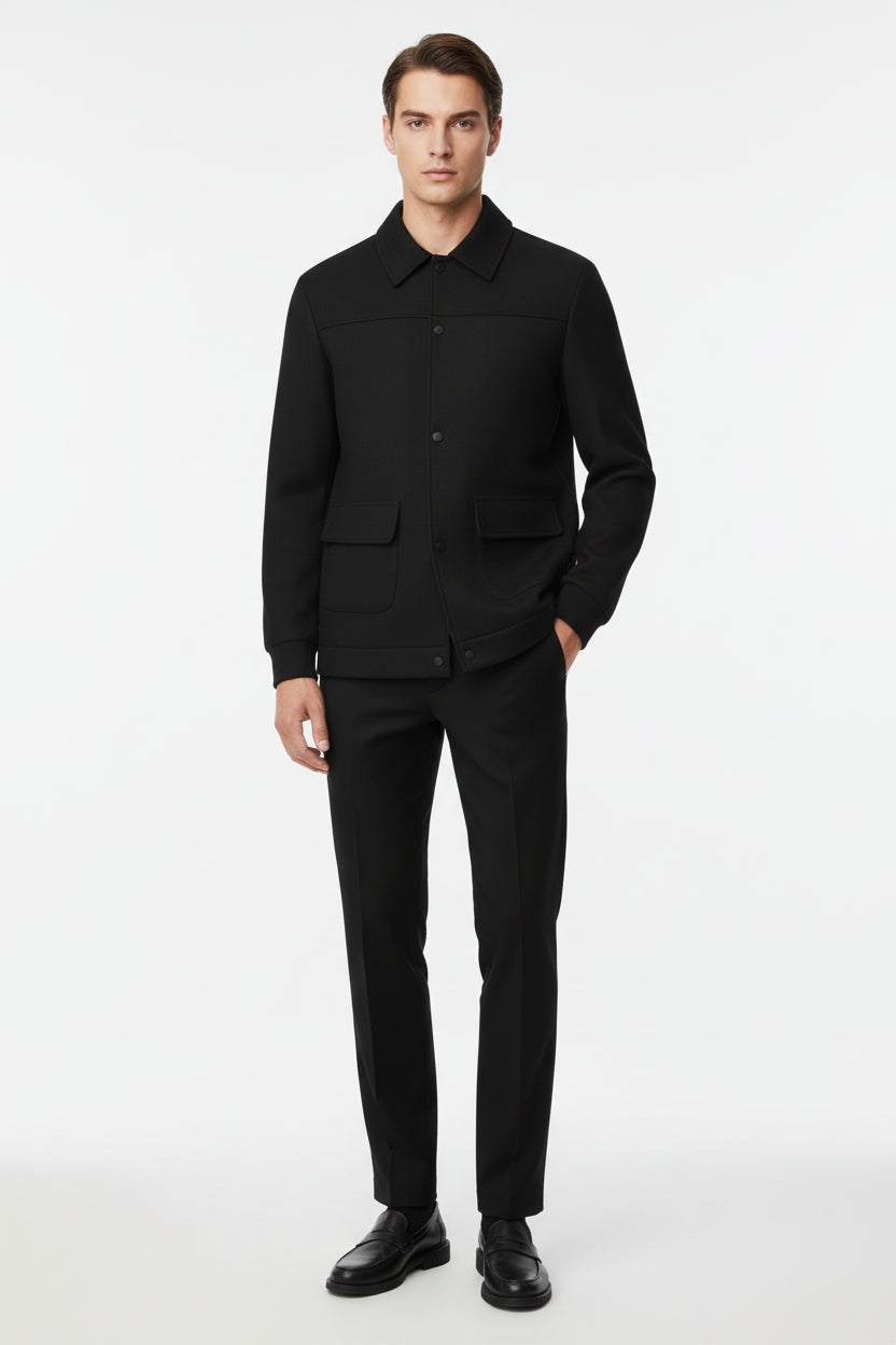 Men’s Slim Fit Casual Jacket – Woven Fabric, Regular Thickness