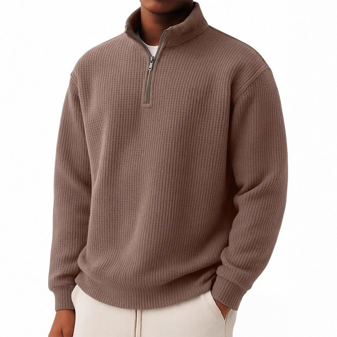 Men’s Premium Ribbed Half-Zip Knit Sweater