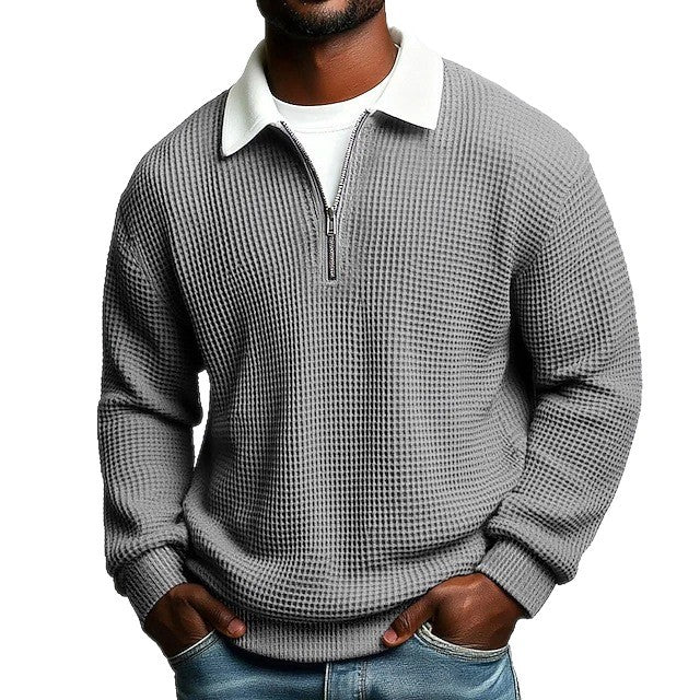 Premium Zip-Neck Knit Sweater