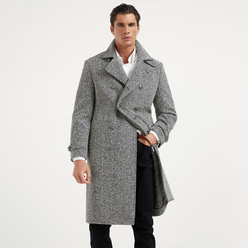 Men’s Tailored Double-Breasted Wool Overcoat