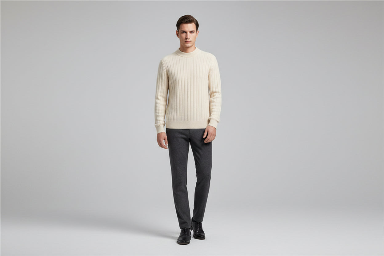 Men’s Camel Double-Breasted Wool-Cashmere Overcoat