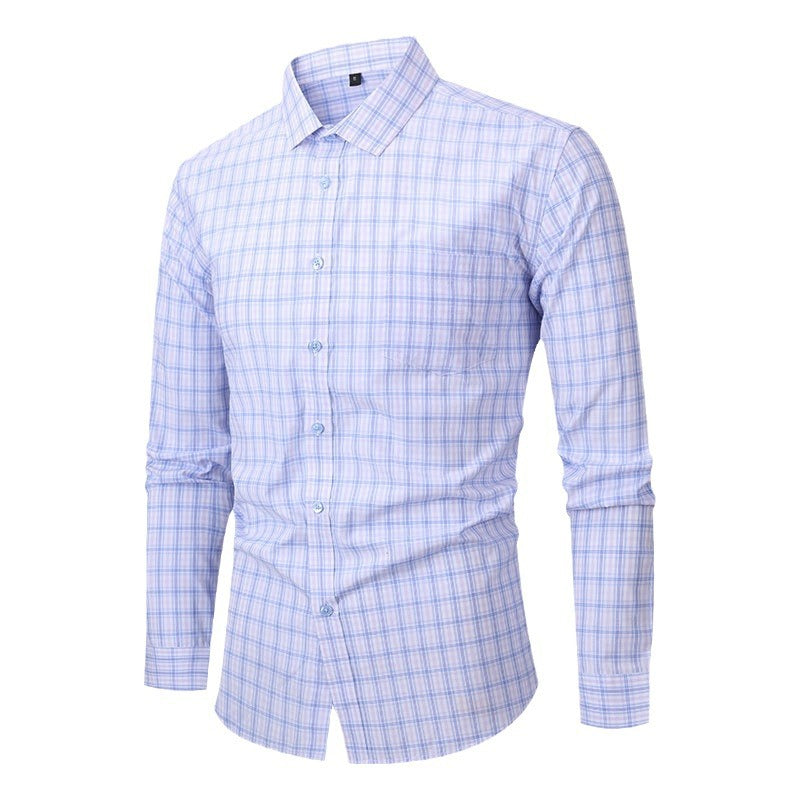 Men’s Blue Gingham Check Cotton Button-Down Shirt