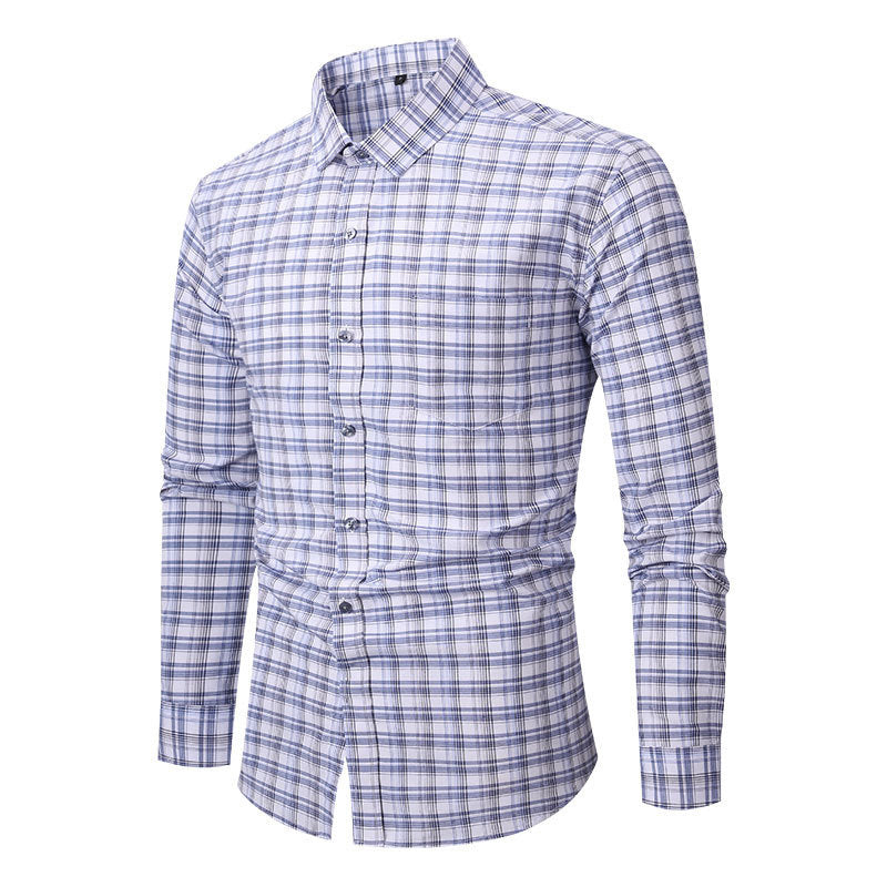 Men’s Blue Gingham Check Cotton Button-Down Shirt