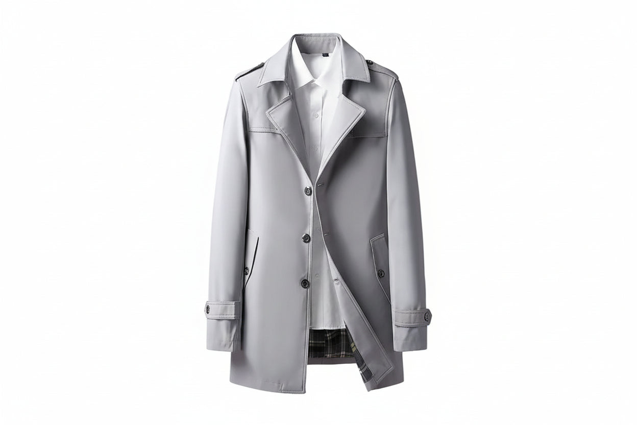 Mid-length Lapel Casual Fashionable Versatile Trench Coat For Young And Middle-aged