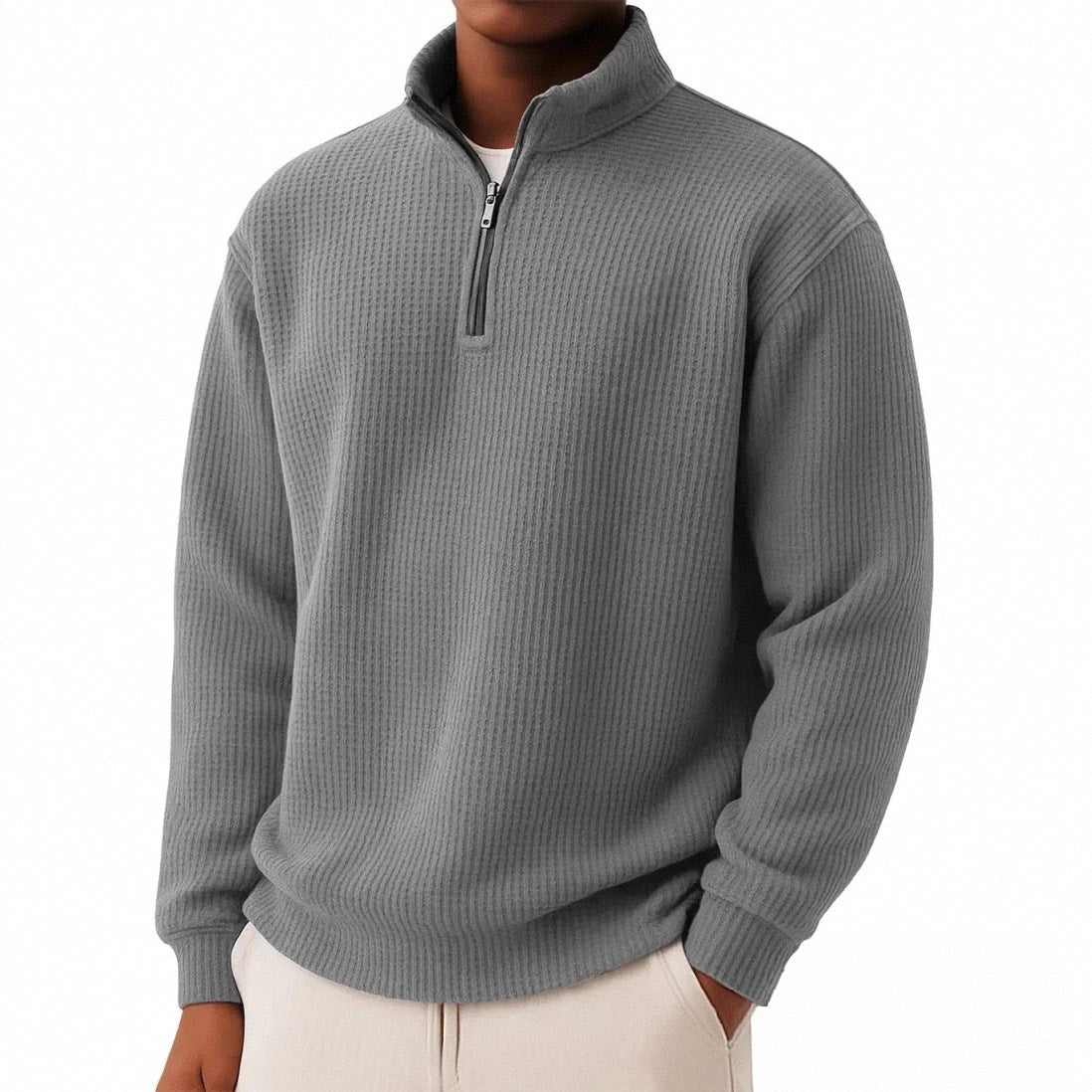 Men’s Premium Ribbed Half-Zip Knit Sweater