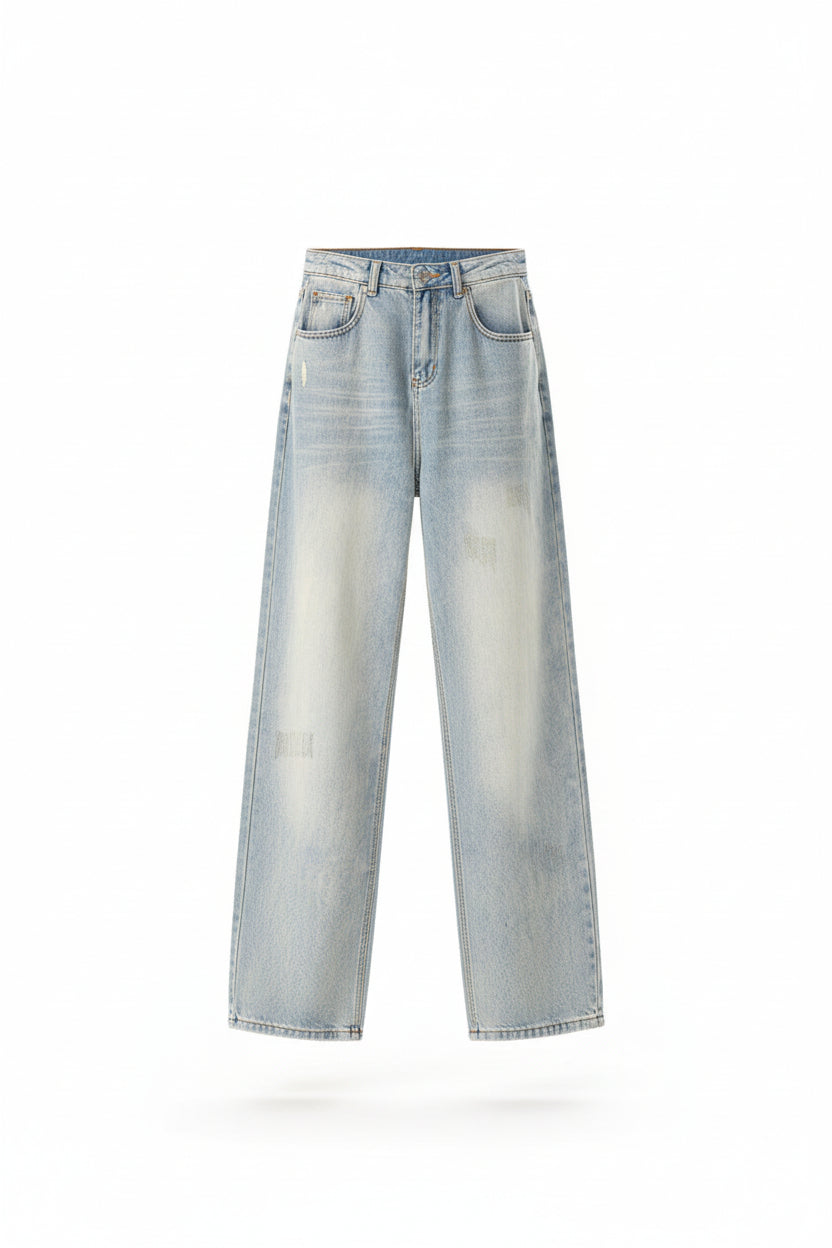 Men's Retro Light Wash Wide-Leg Jeans – Relaxed Baggy Fit Denim