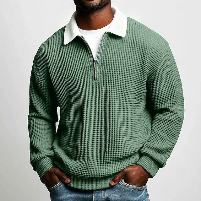 Premium Zip-Neck Knit Sweater