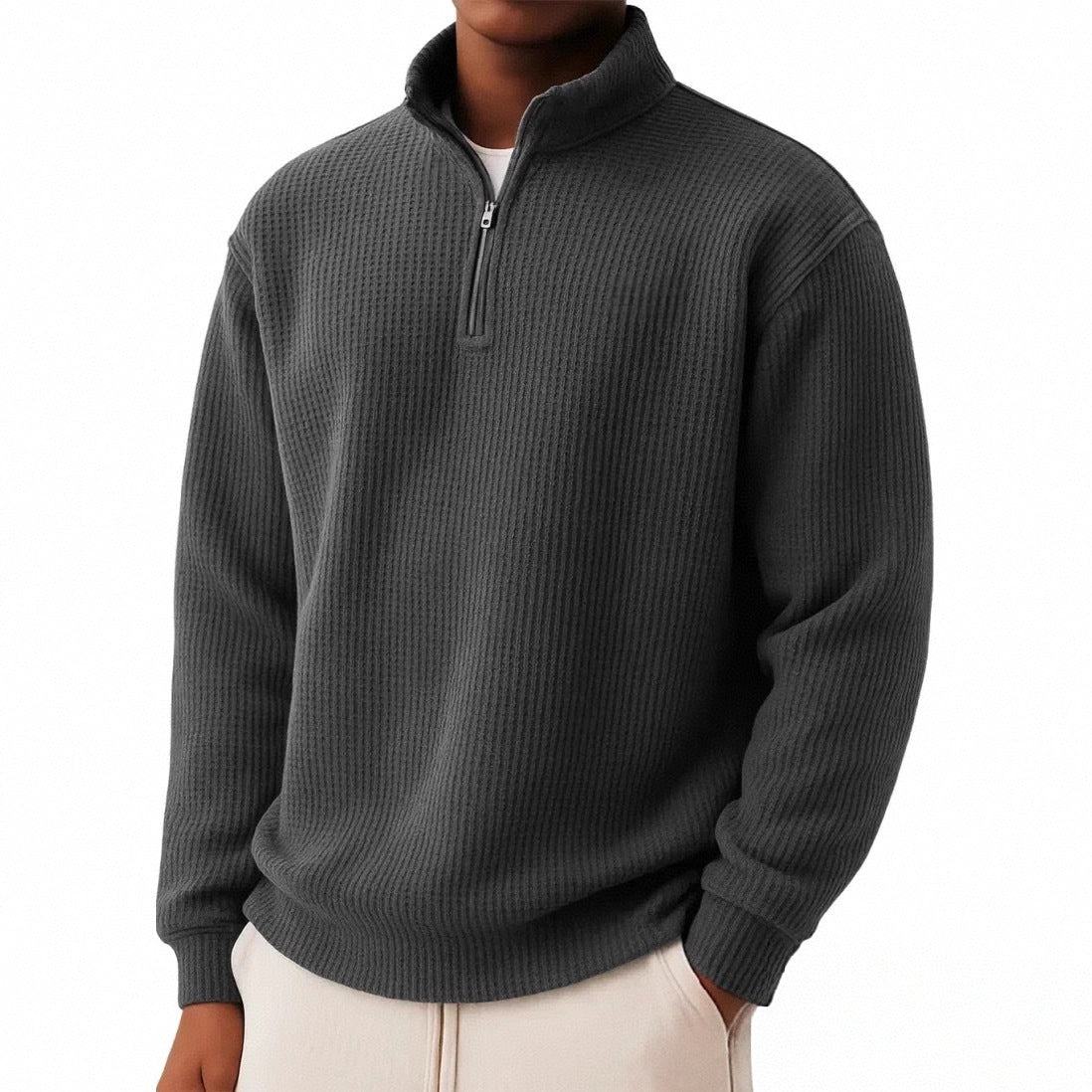 Men’s Premium Ribbed Half-Zip Knit Sweater