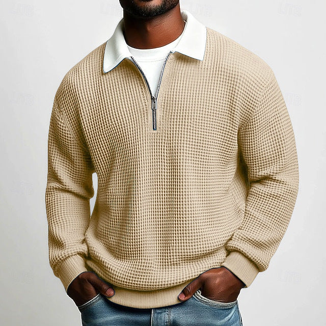 Premium Zip-Neck Knit Sweater