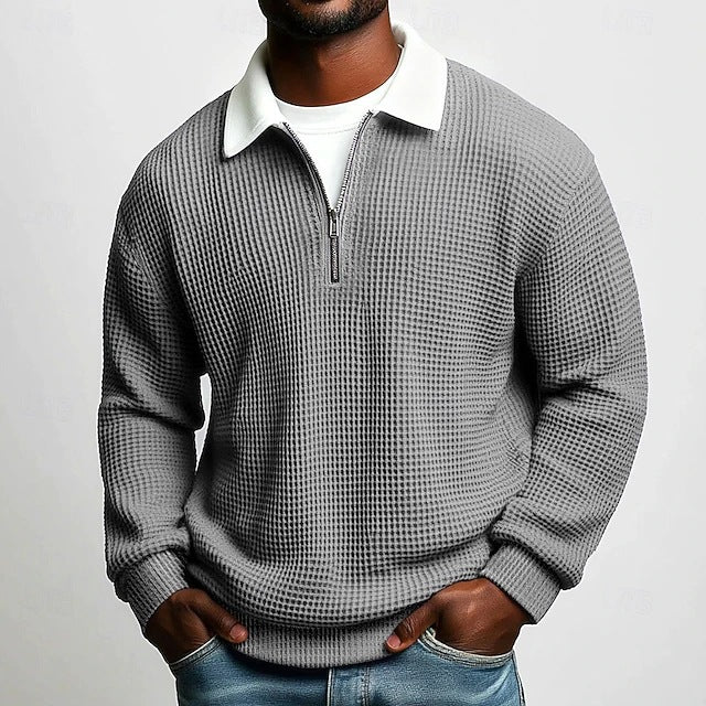 Premium Zip-Neck Knit Sweater