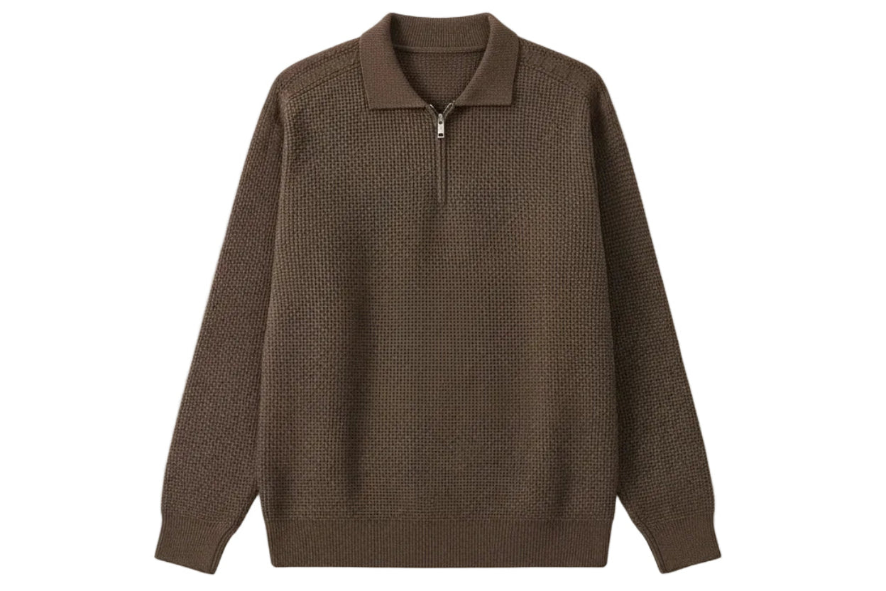 Half-collar High-end Lapel Men's Solid Color Versatile Sweater