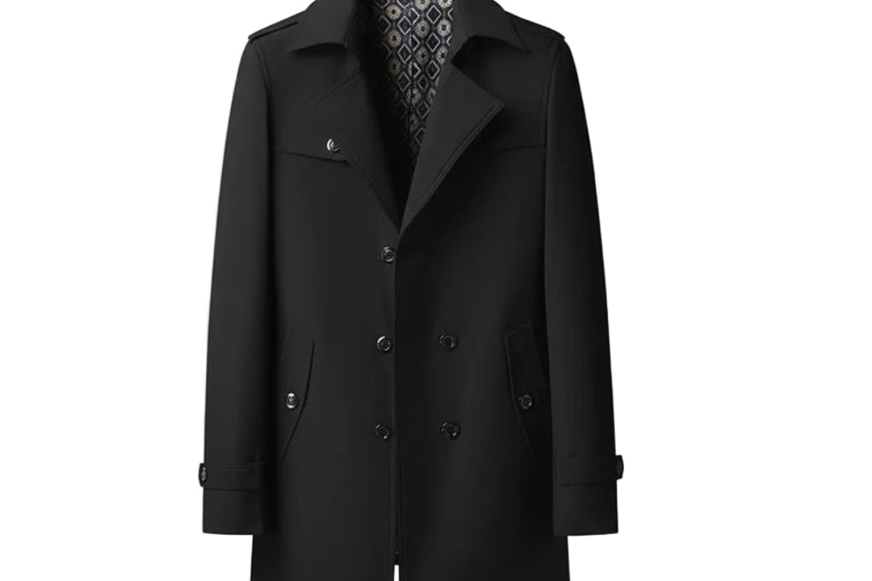 Mid-length Lapel Casual Fashionable Versatile Trench Coat For Young And Middle-aged