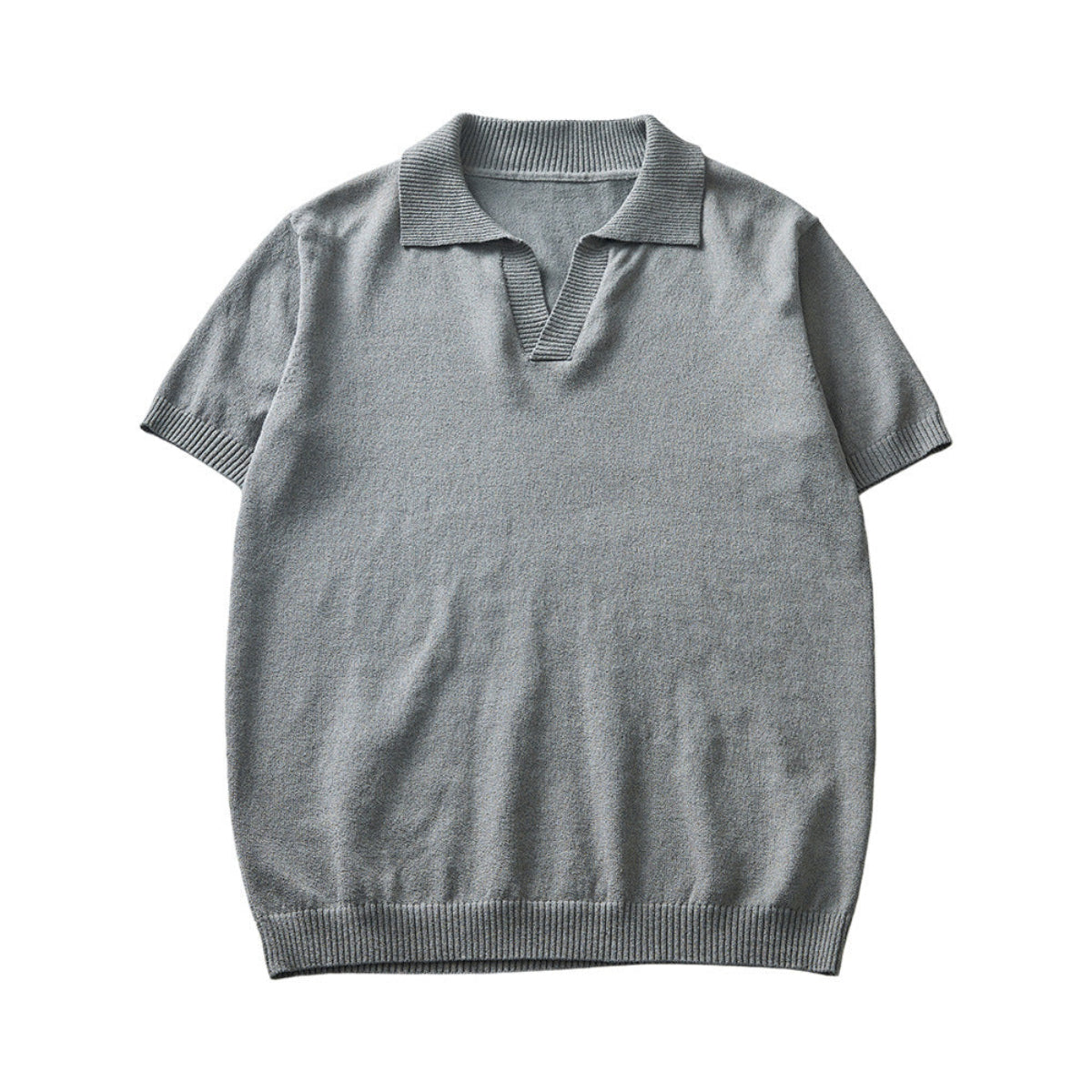 Men’s Slim-Fit Knit Polo Shirt in Jet Black