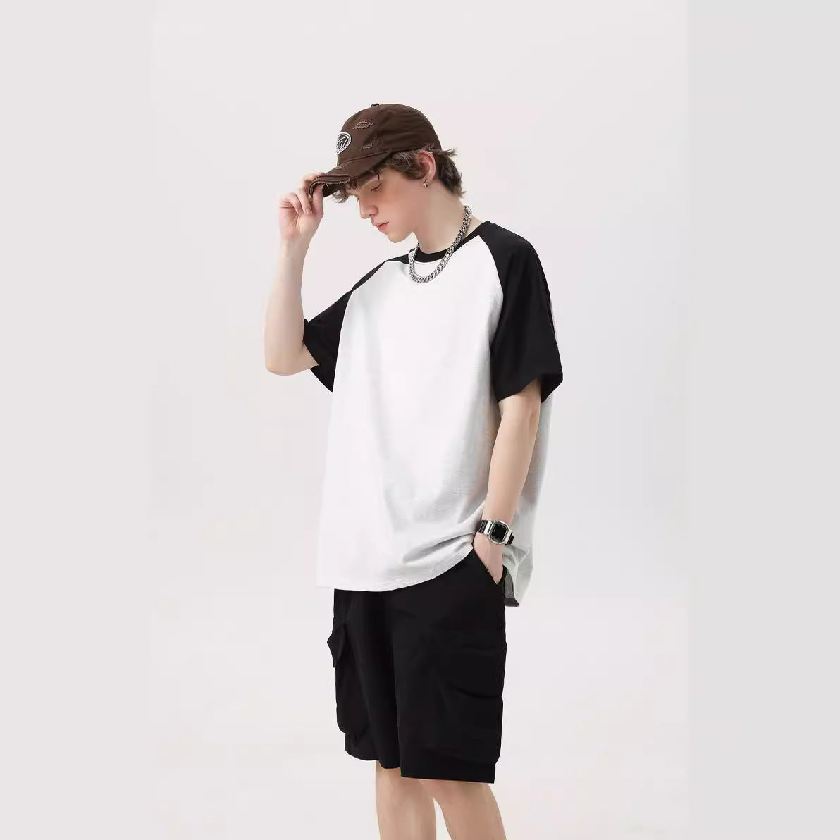 “Men’s Color Block Raglan T‑Shirt