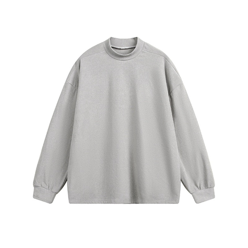 Black Relaxed Fit Mock Neck T-Shirt