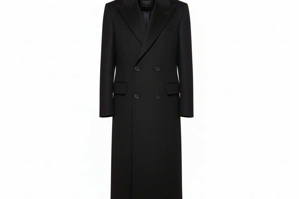 Men’s Double-Breasted Wool Overcoat – Classic Tailored Fit