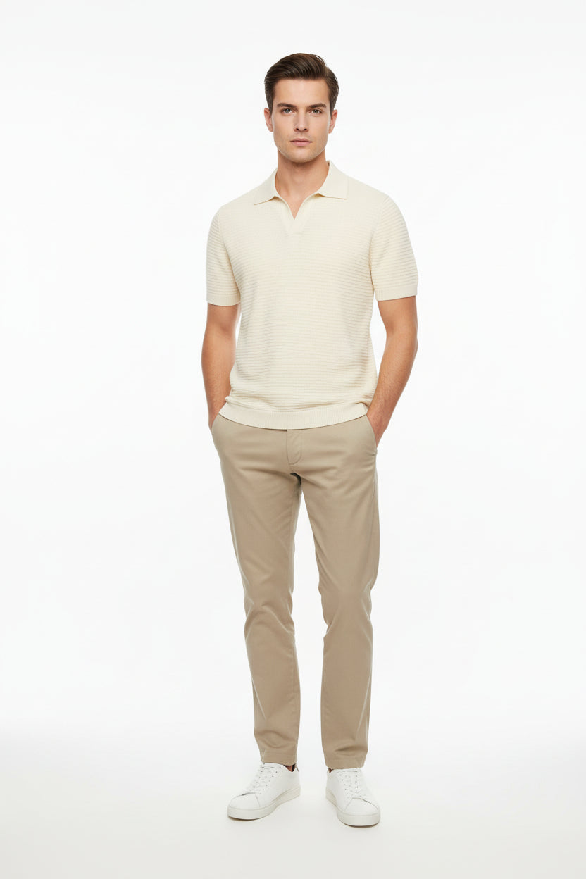 Textured Knit Polo Shirt – Tailored Fit