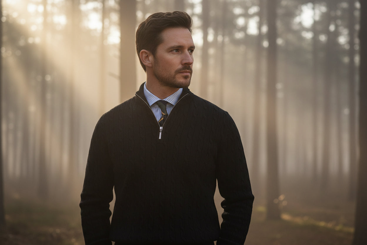 Men’s Cable-Knit Half-Zip Sweater