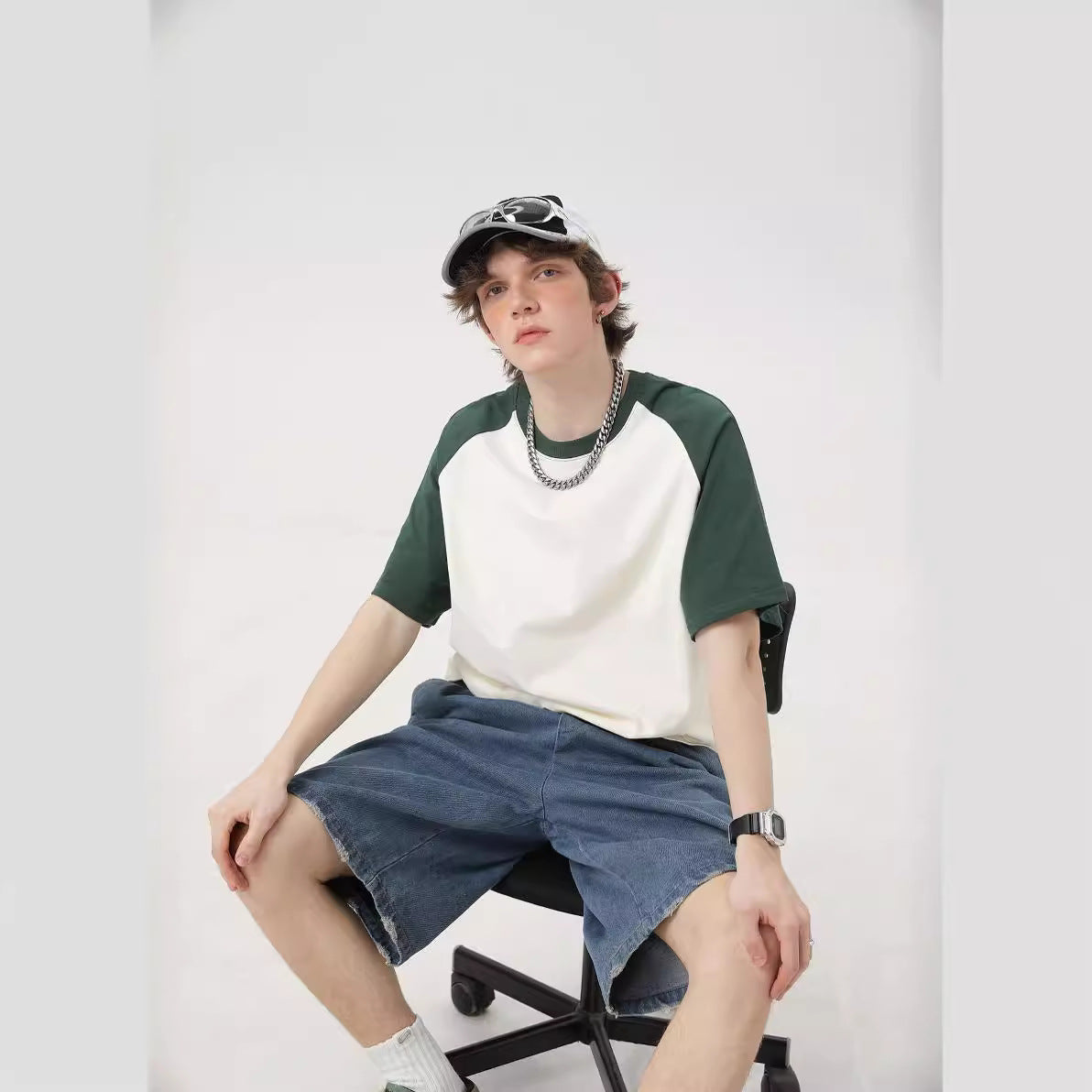 “Men’s Color Block Raglan T‑Shirt