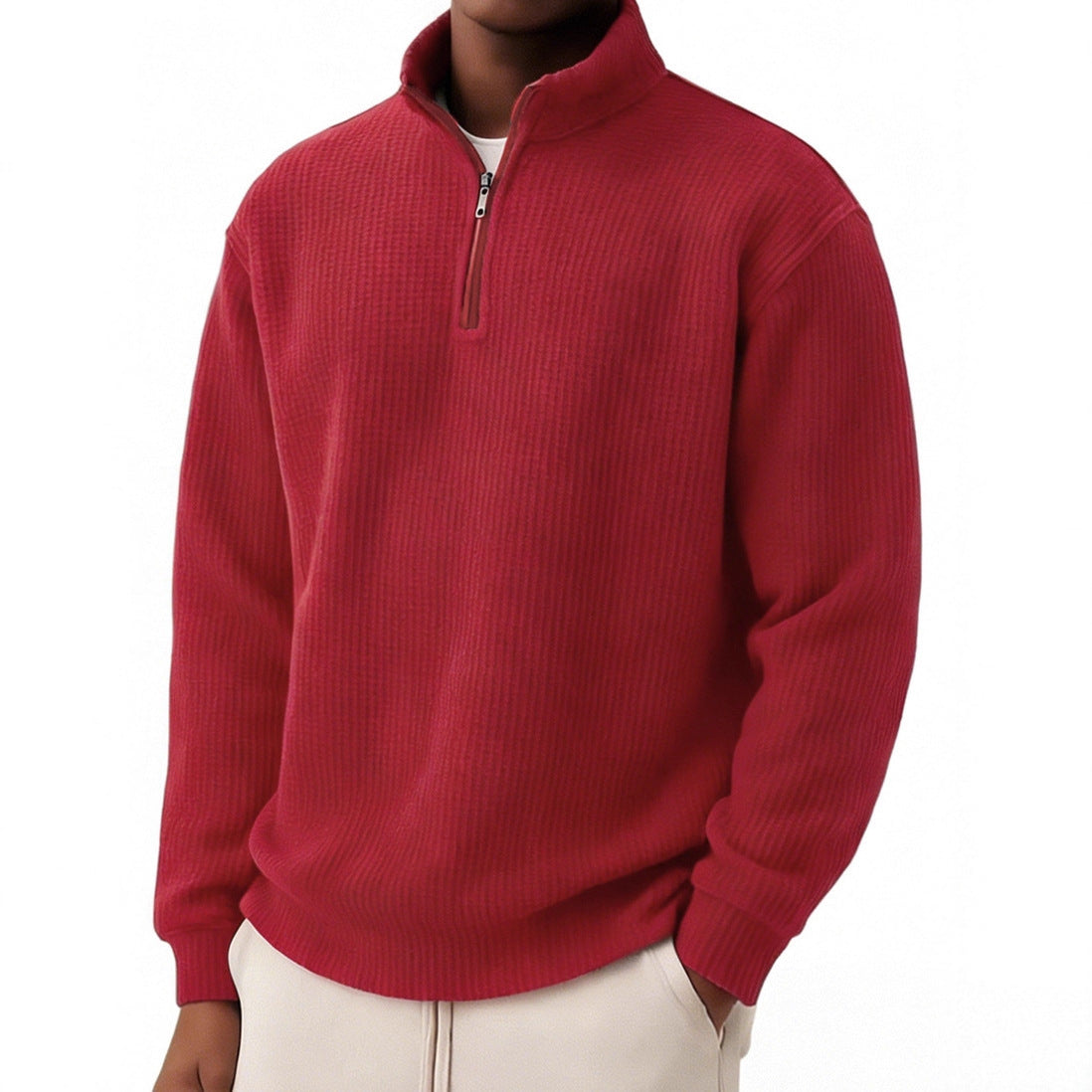 Men’s Premium Ribbed Half-Zip Knit Sweater