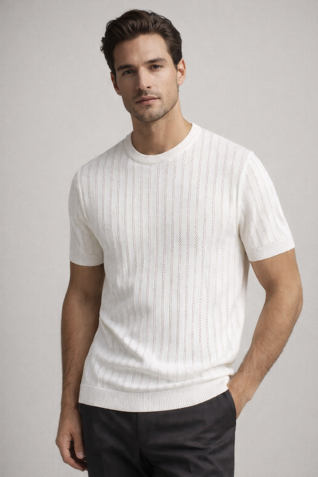 Men’s Textured Knit Short-Sleeve T-Shirt