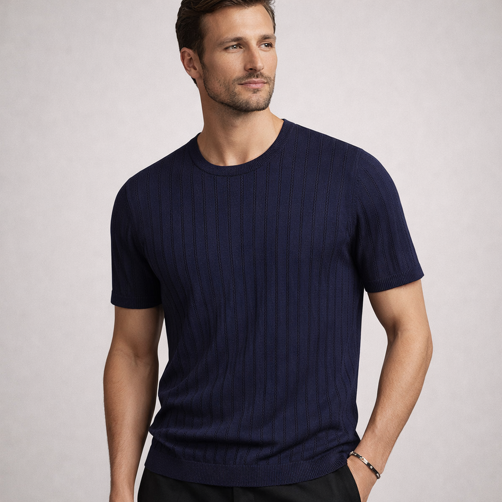 Men’s Textured Knit Short-Sleeve T-Shirt