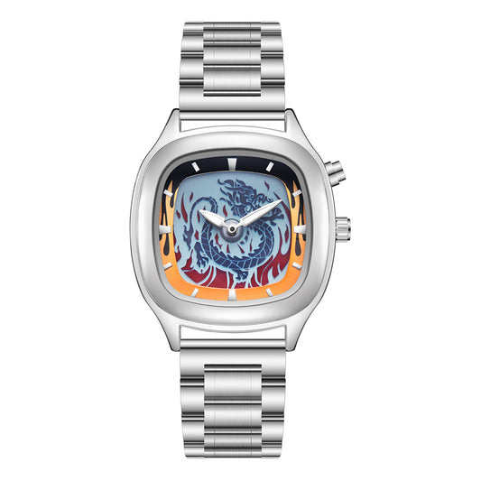 Creative Personality Retro Dragon-shaped Dynamic Dual-display Watch Men Fashion Original Niche High-end Waterproof Watch