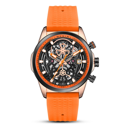 New Watches Men's Silicone Strap Multifunctional Chronograph Fashion Trend Sports Watch