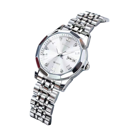 Ladies Watch Women's Tremolo Hot Fashion Double Calendar Steel Belt Waterproof Automatic Movement Quartz Watch