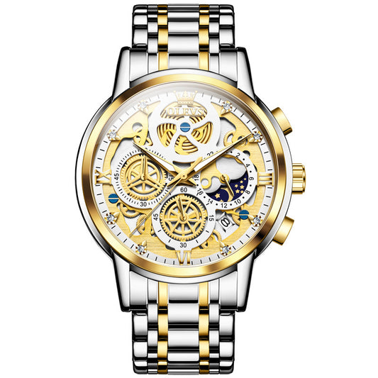Oulishi Brand Watch Hollow Watch Plate Single Calendar Quartz Watch Men Watch