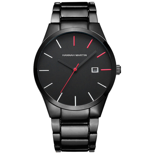 Waterproof Tungsten Black Steel Strap Watches Watch Business Calendar Quartz Men's Watch Cross Border