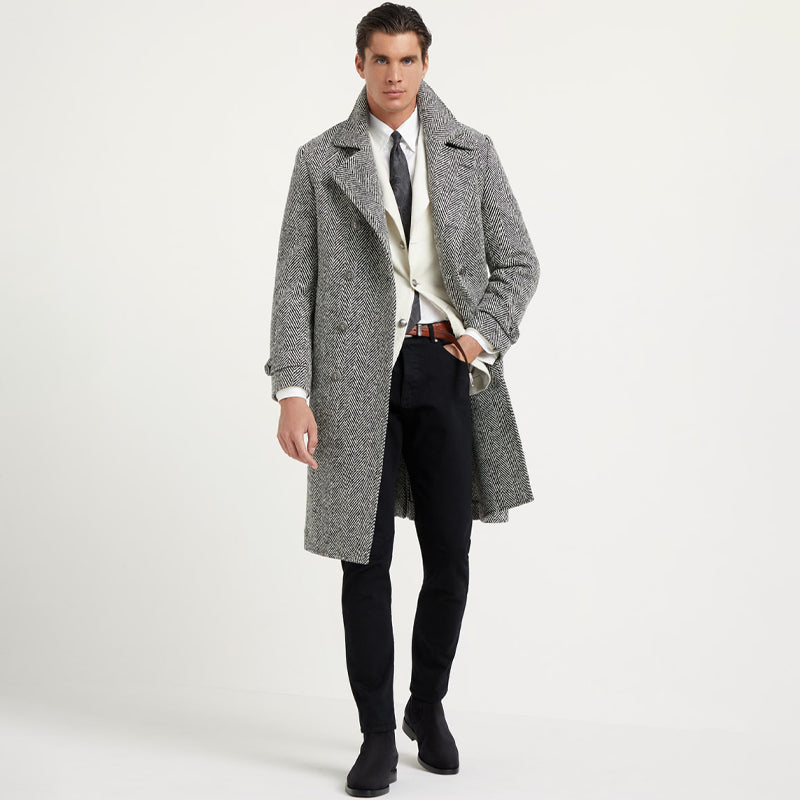 Men’s Tailored Double-Breasted Wool Overcoat