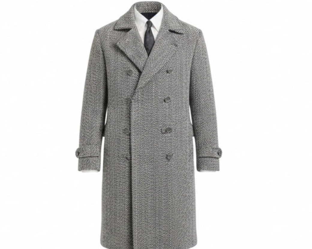 Men’s Tailored Double-Breasted Wool Overcoat