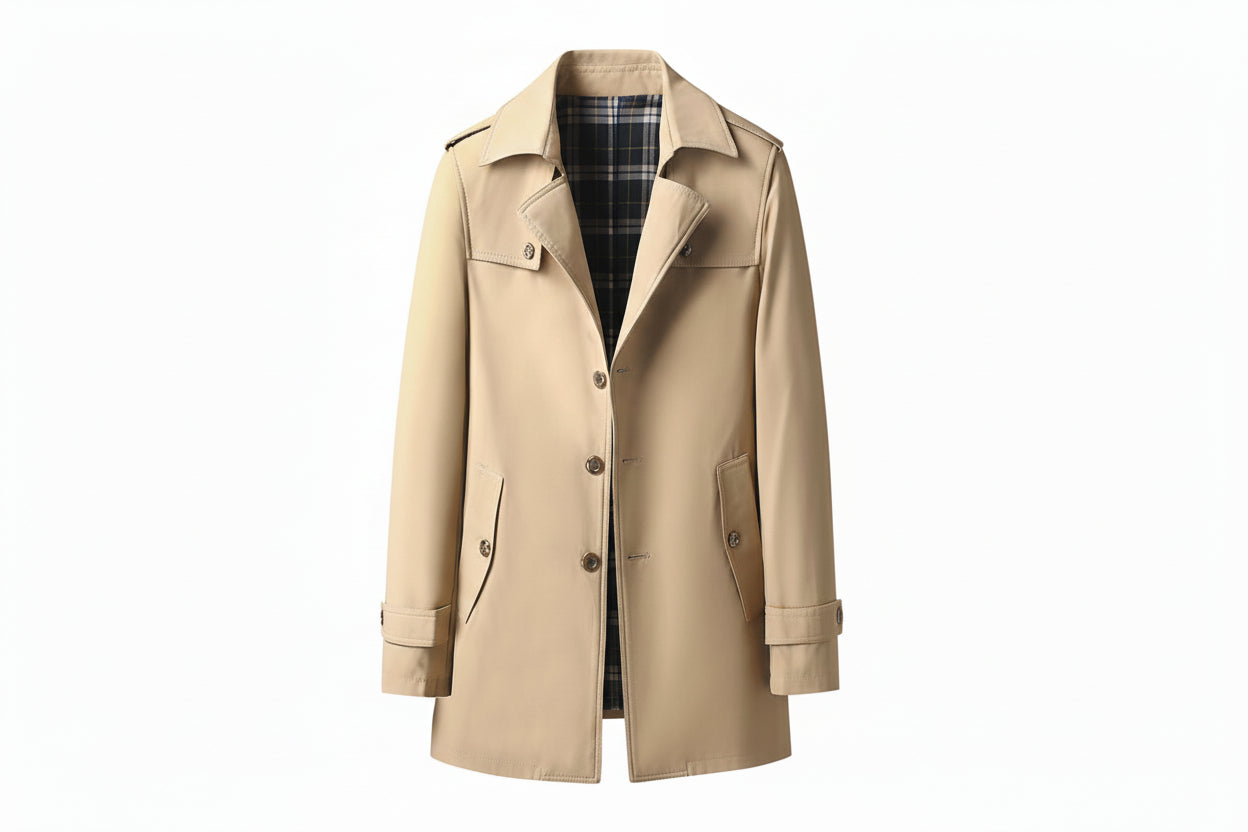 Mid-length Lapel Casual Fashionable Versatile Trench Coat For Young And Middle-aged