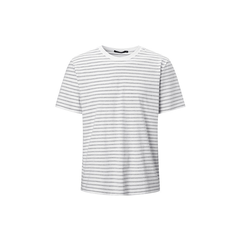 Men's Cream Vertical Textured Camp Collar Shirt - Relaxed Fit Short Sleeve