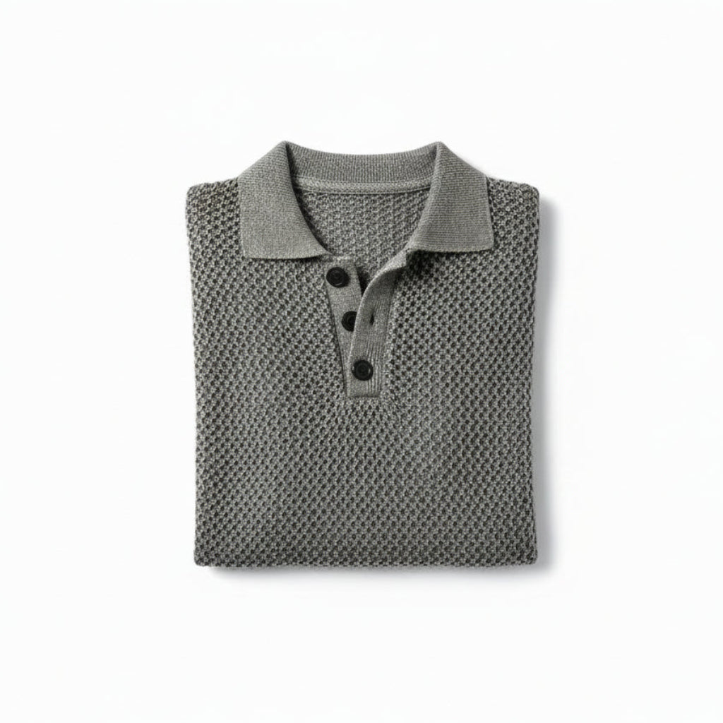 Men’s Crochet Mesh Knit Polo