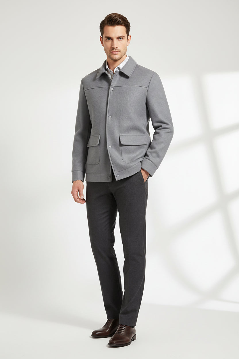 Men’s Slim Fit Casual Jacket – Woven Fabric, Regular Thickness